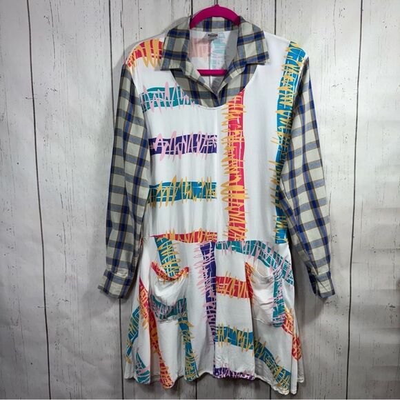 Stranger Things Dresses & Skirts - Stranger Things Plaid Shirt Mini Dress Multicolor Long Sleeve Netflix Eleven